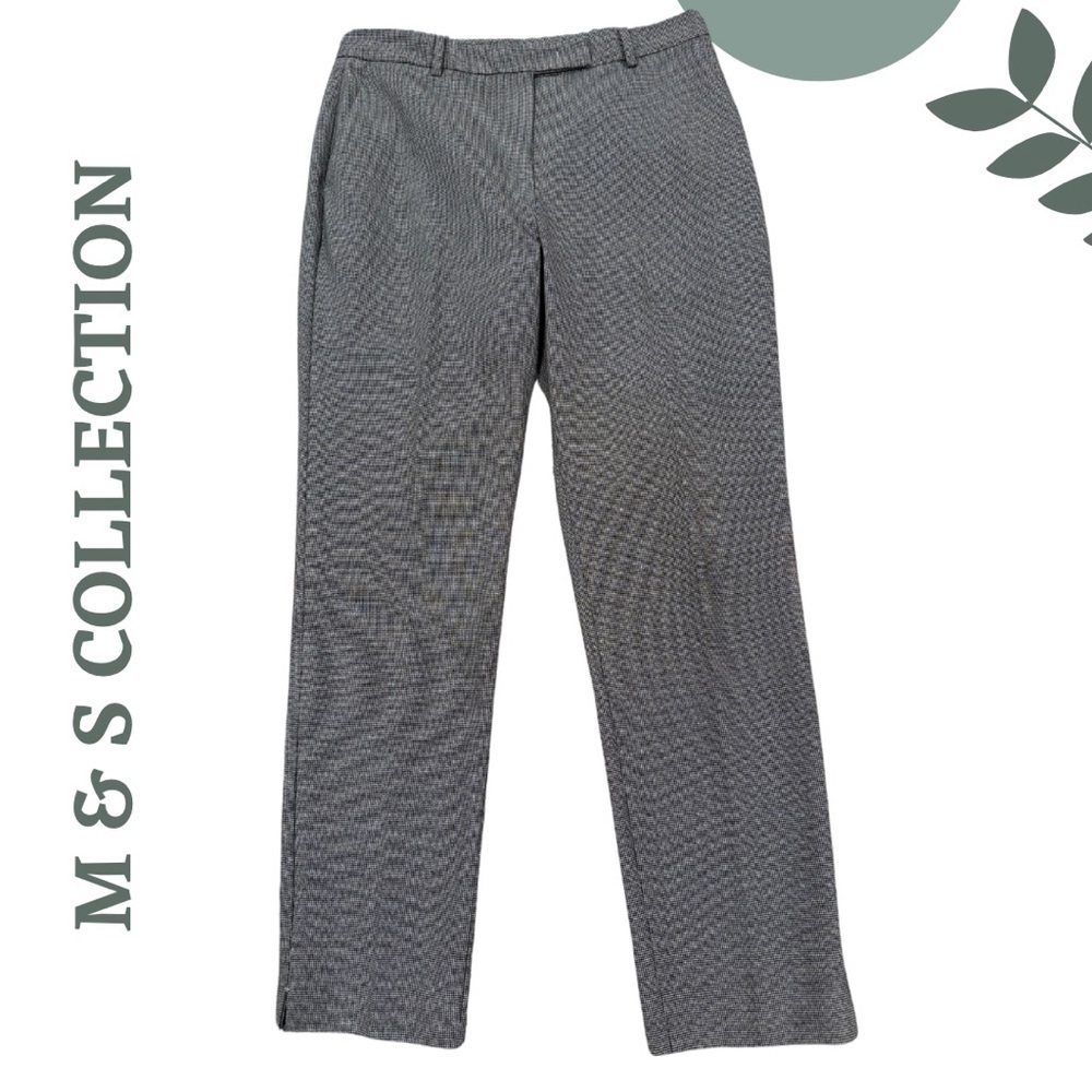 M&S Collection Women’s Tailored Trousers – Black Whige Size 12 Regular